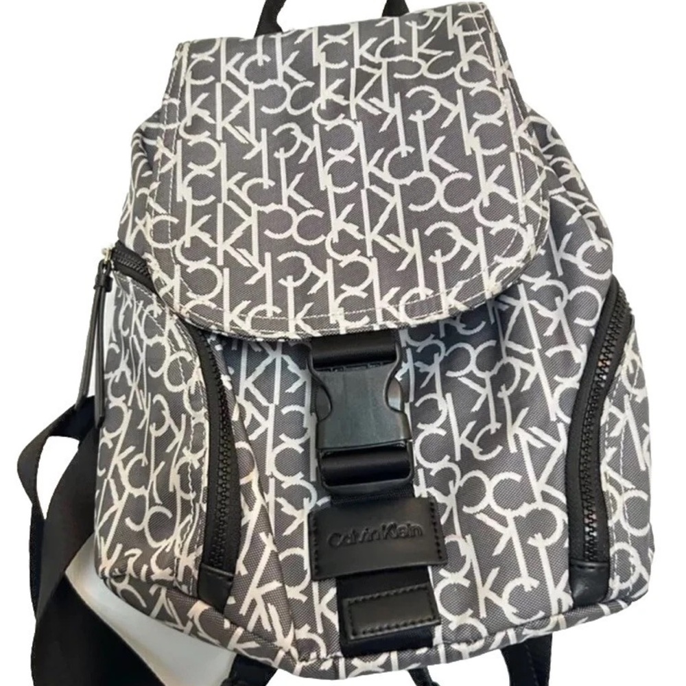 Calvin Klein Monogram Black, Gray and White Backpack